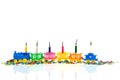 Birthday train with burned candles