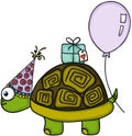 Birthday turtle with balloon and gift