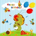 Birthday turtle flown on balloons