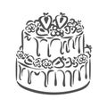 Birthday wedding tasty delicious dessert cake illustration