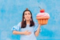 Birthday Woman Eating Cupcake Feeling Sick