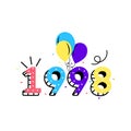 1998 Birthday year vector illustration 90s