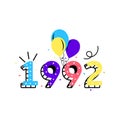 1992 Birthday year vector illustration 90s