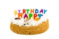 Birthdaycake with happy birthday candles Royalty Free Stock Photo