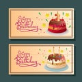 Birthday horizontal banner with various tart Royalty Free Stock Photo