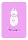 Birthing baby girl congratulations greeting card with glyph icon element Royalty Free Stock Photo