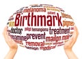 Birthmark word cloud hand sphere concept