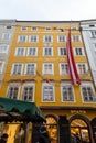 The birthplace of the famous Austrian composer Mozart in the old town Salzburg, Austria