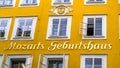 Birthplace of Wolfgang Amadeus Mozart in Salzburg, Austria Royalty Free Stock Photo