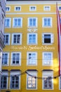 The birthplace of Wolfgang Amadeus Mozart in Salzburg, Austria. Mozart Birthplace or Mozart geburtshouse Royalty Free Stock Photo