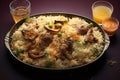 Biryani delight Mutton biryani meal served on a table plate