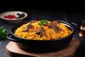 Biryani Rice serve with beef.