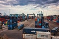 BirÃÂ¼ebbuÃÂ¡a / Malta - May 25 2019: Cargo freight containers at the Freeport transhipment trade port