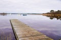 Biscarosse lake wooden ponton on water for boat fishing