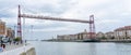 Biscay bridge over the NerviÃ³n river. It encompasses both banks of the river.Portugalete-Basque country-Spain.