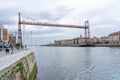 Biscay bridge over the NerviÃ³n river. It encompasses both banks of the river.Portugalete-Basque country-Spain.