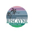 Biscayne bay, Florida. National park badge, sticker emblem