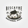 biscayne national park vintage logo vector illustration design, turtle illustration design