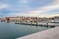 Bisceglie old port at sunset light