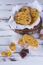 Biscotti cake with nuts, chocolate and pumpkin on a light wooden table Royalty Free Stock Photo