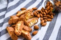 Biscotti , Cantuccini Cookie Biscuits with Almonds , Shortbread Royalty Free Stock Photo