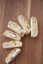 Biscotti cookies on wooden background