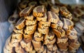 Biscotti on display in a store window. Royalty Free Stock Photo