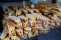 Biscotti on display in a store window. Royalty Free Stock Photo