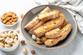 Biscotti, traditional italian bakery with nuts. Royalty Free Stock Photo