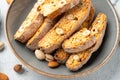 Biscotti, traditional italian bakery with nuts. Royalty Free Stock Photo