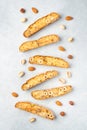 Biscotti, traditional italian bakery with nuts. Royalty Free Stock Photo