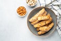 Biscotti, traditional italian bakery with nuts. Royalty Free Stock Photo