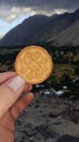 A Biscuit with aa Valley in the background from top of the Hill