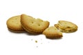 Biscuit broken with crumbs. Sandwich cracker Cheese flavoured ,Cream and butter. Royalty Free Stock Photo