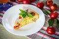 Biscuit cake with cherry plums Royalty Free Stock Photo