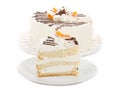 Biscuit cake with cream and dried apricots Royalty Free Stock Photo