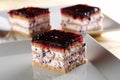 Biscuit cake filled with blackberry cream