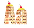 Biscuit cake font, alphabet. cherry on the cake