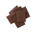 Biscuit Coated in Dark Chocolate Isolated, Square Cookies, Rectangular Shortbread, Crunchy Digestive Cookie Royalty Free Stock Photo