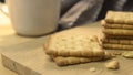 Biscuit crackers Put on a wooden container Royalty Free Stock Photo