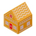 Biscuit gingerbread house icon, isometric style