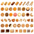 Biscuit icon set, cartoon style Royalty Free Stock Photo