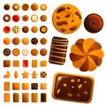 Biscuit icon set, cartoon style