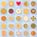 Biscuit icon set, flat style