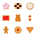 Biscuit icon set, flat style Royalty Free Stock Photo