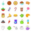 Biscuit icons set, cartoon style