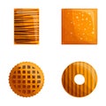 Biscuit icons set cartoon vector. Cookie