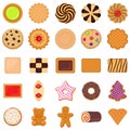 Biscuit icons set, flat style