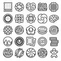 Biscuit icons set, outline style