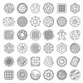 Biscuit icons set, outline style